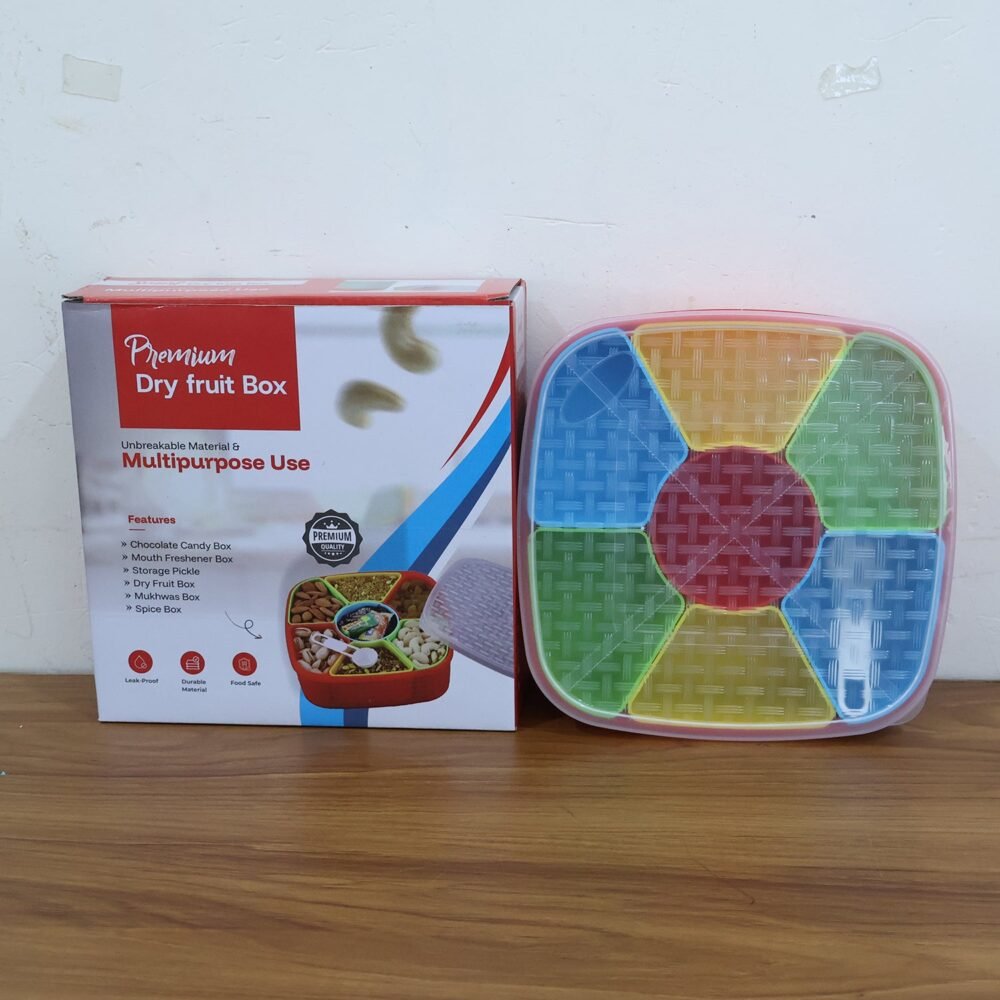 Dry Fruit Box with Spoon – BPA-Free 7-Compartment Organizer