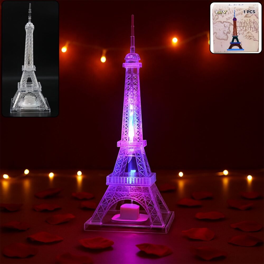LED Eiffel Tower Decorative Night Light – Multicolor Crystal Lamp