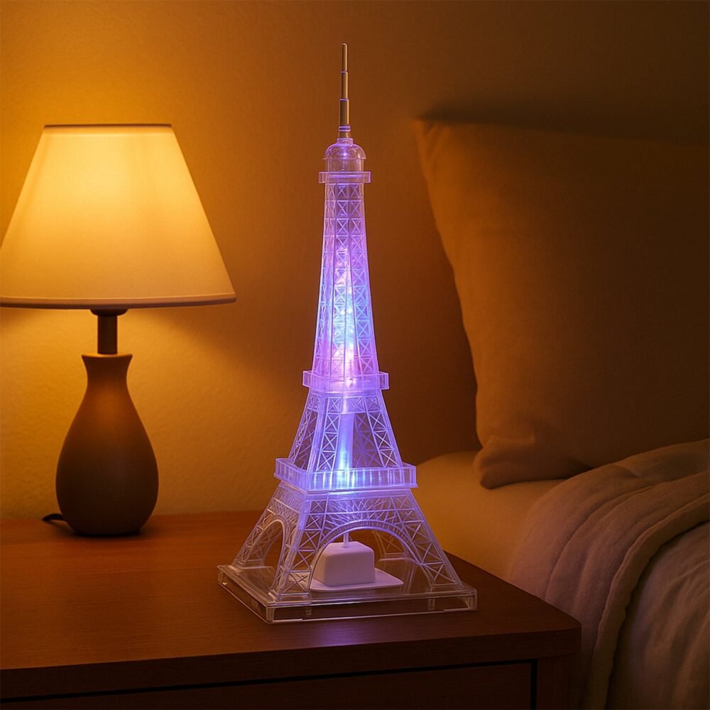 LED Eiffel Tower Decorative Night Light – Multicolor Crystal Lamp