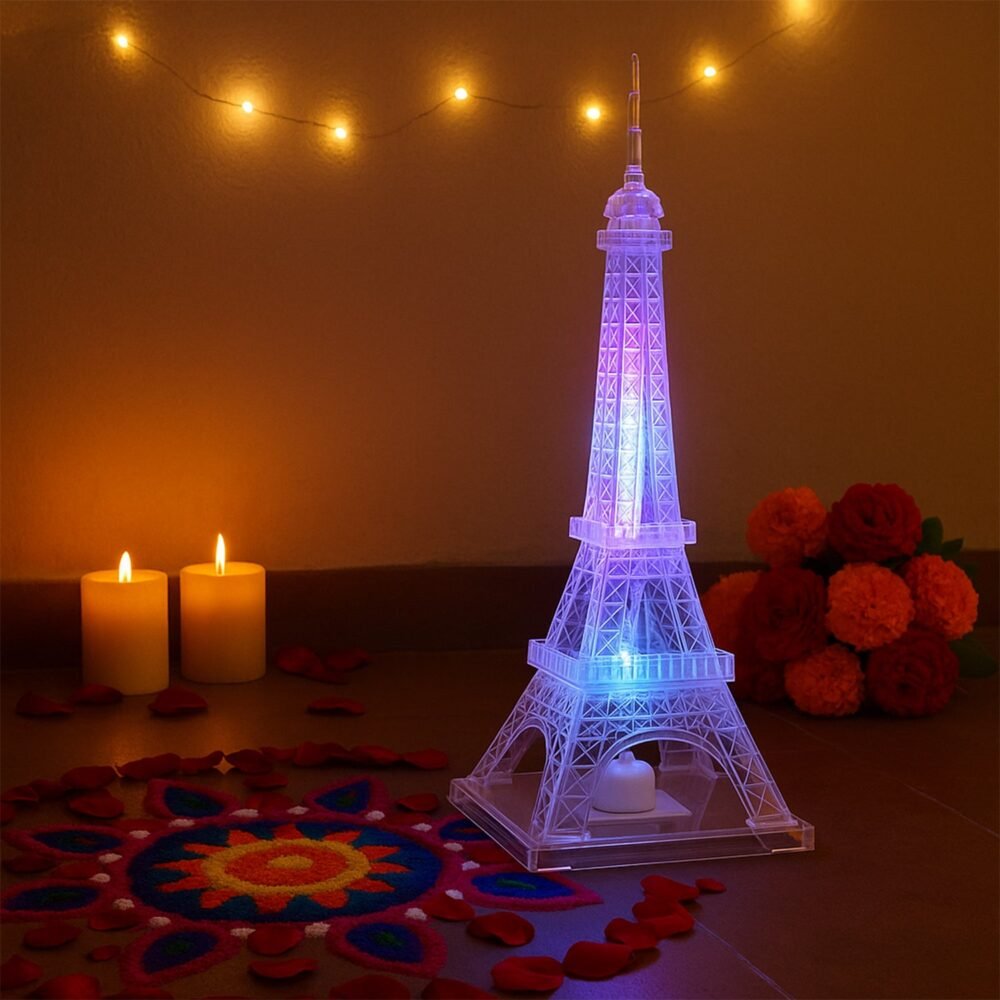 LED Eiffel Tower Decorative Night Light – Multicolor Crystal Lamp