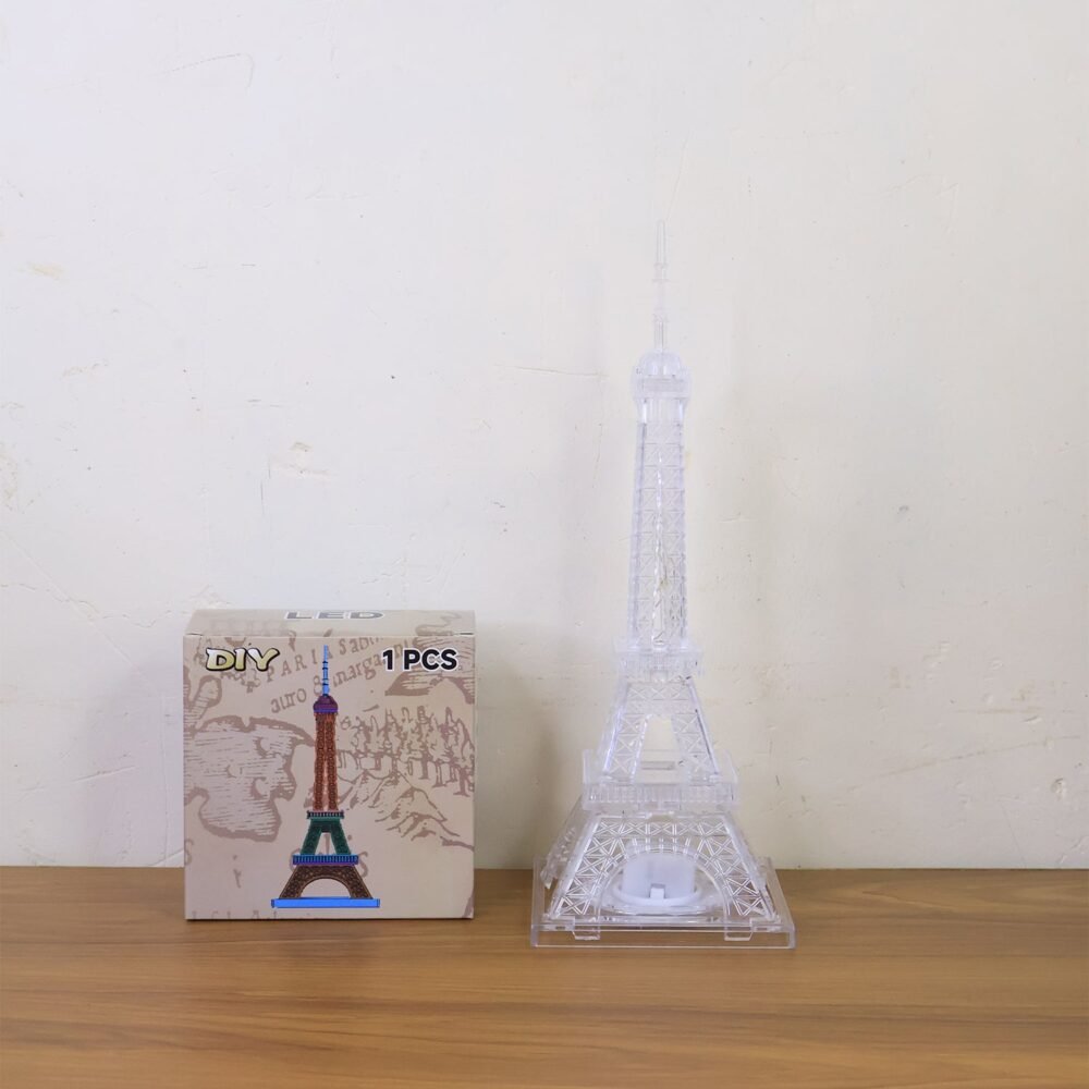 LED Eiffel Tower Decorative Night Light – Multicolor Crystal Lamp