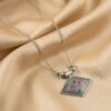 Traditional Square Motif Oxidised Silver Pendant Necklace – Elegant Ethnic Style