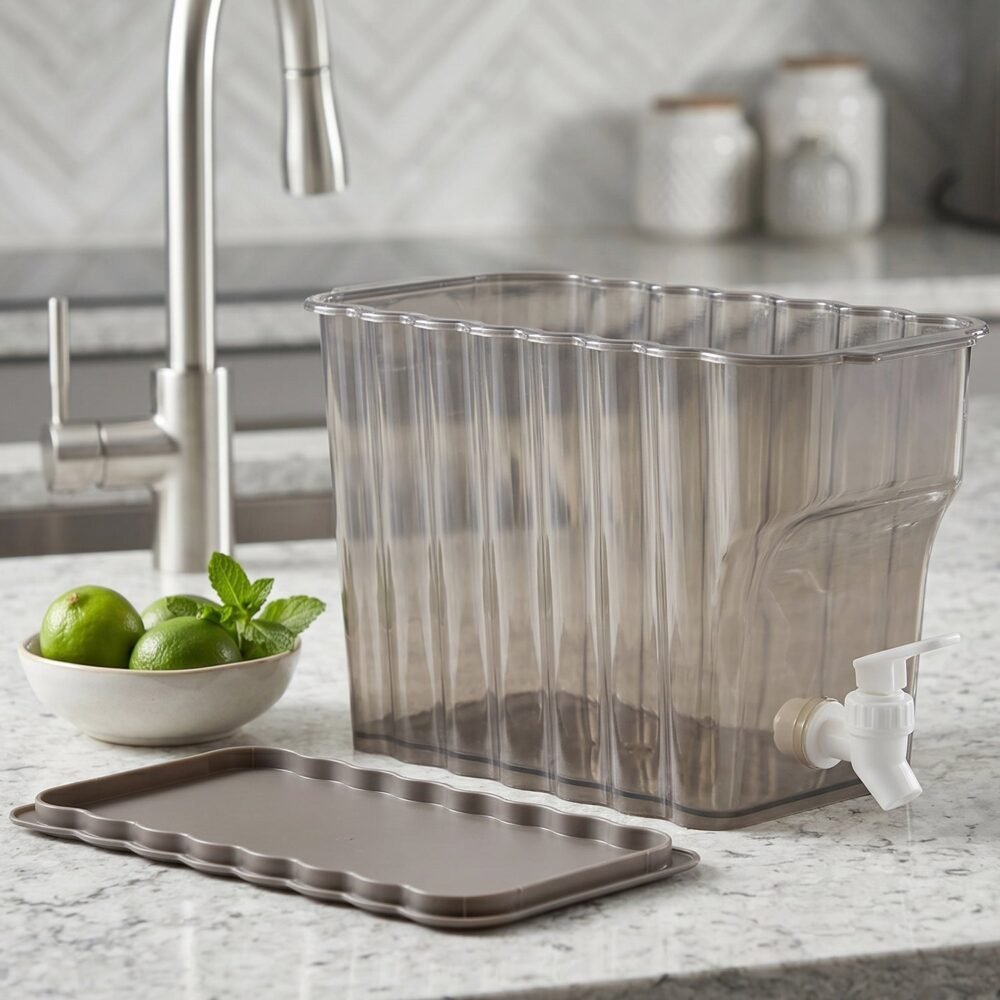 Faucet-Juice-Water-Pitcher-Dispenser-4.jpg Water Jug with Tap Dispenser – 3.6 Litre Compact Plastic Design
