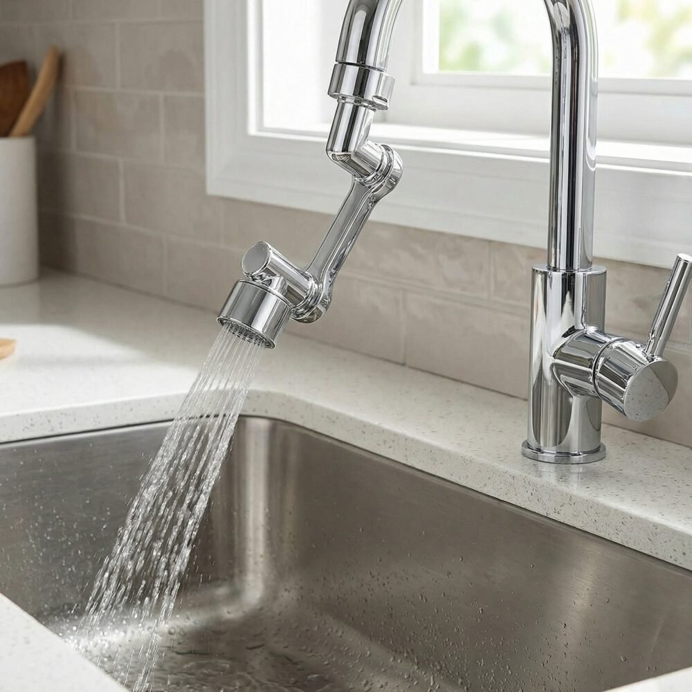 Adjustable 360° Rotating Faucet Head – Water Saving & Flexible Control