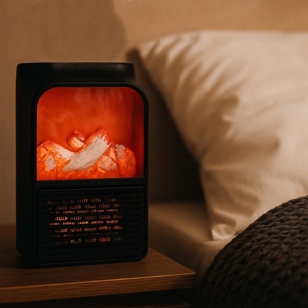 FlameHeater-03.jpg Electric Fireplace Heater ñ Realistic LED Flame |