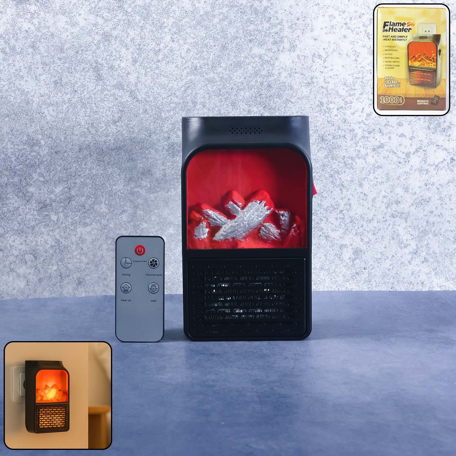 Electric Fireplace Heater ñ Realistic LED Flame |