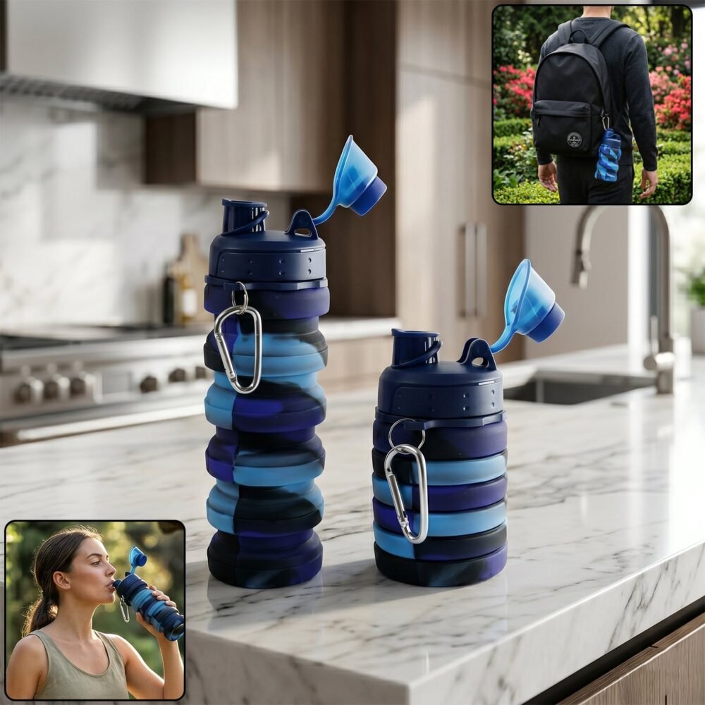 FoldingWaterBottle-01.jpg Collapsible Silicone Water Bottle – 500ml Travel-Friendly