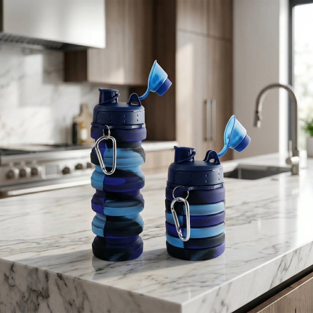 FoldingWaterBottle-06.jpg Collapsible Silicone Water Bottle – 500ml Travel-Friendly