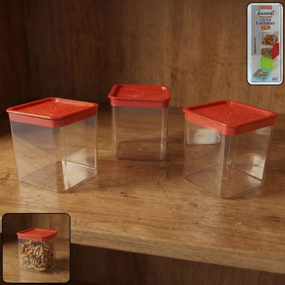 FoodContainer-WOSKU-01.jpg Airtight Food Storage Container Set – 3 Pieces, 350 ml Each