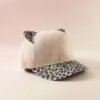 Cat Ear Fur Cap – Trendy Winter Headwear with Printed Visor