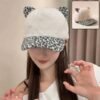 Cat Ear Fur Cap – Trendy Winter Headwear with Printed Visor