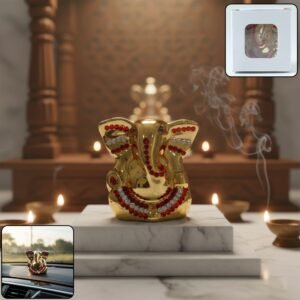 Lord Ganesha Idol – Golden Decorative Spiritual Showpiece