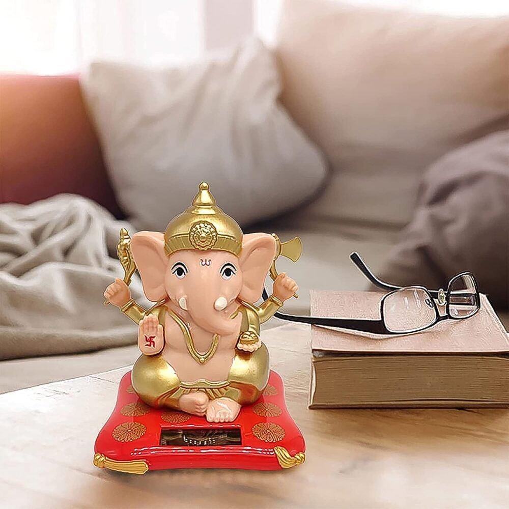 Solar-Powered Dancing Ganesha Idol – Eco-Friendly Spiritual Décor