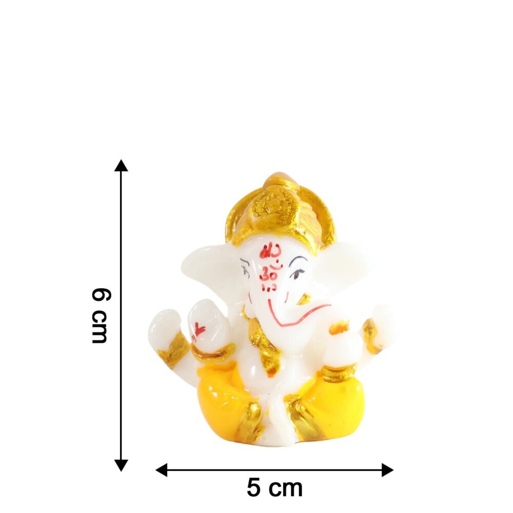 Lord Ganesha Decorative Idol – Mini Murti with Golden Crown