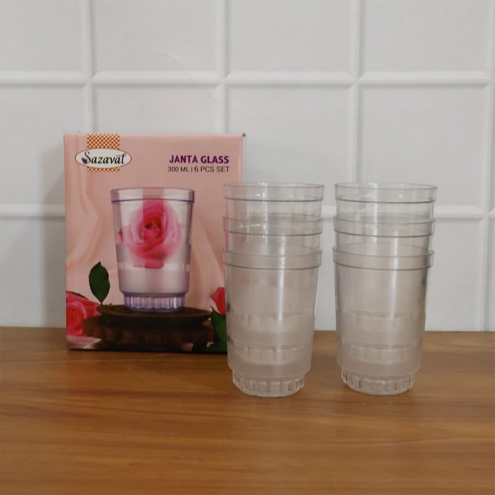Glass-08_90fa963c-ba88-40e9-ad57-a4d9d3aeb206.jpg Janta Drinking Glass Set – 6 Pc with Frosted Grip, 300ml Each