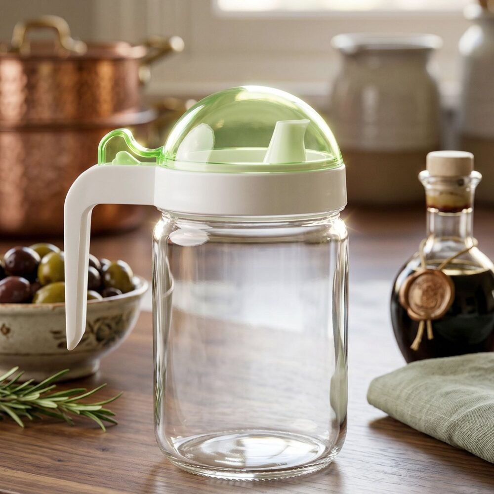 Glass Oil Bottle – 580ml Leak-Proof & Easy Pour Design