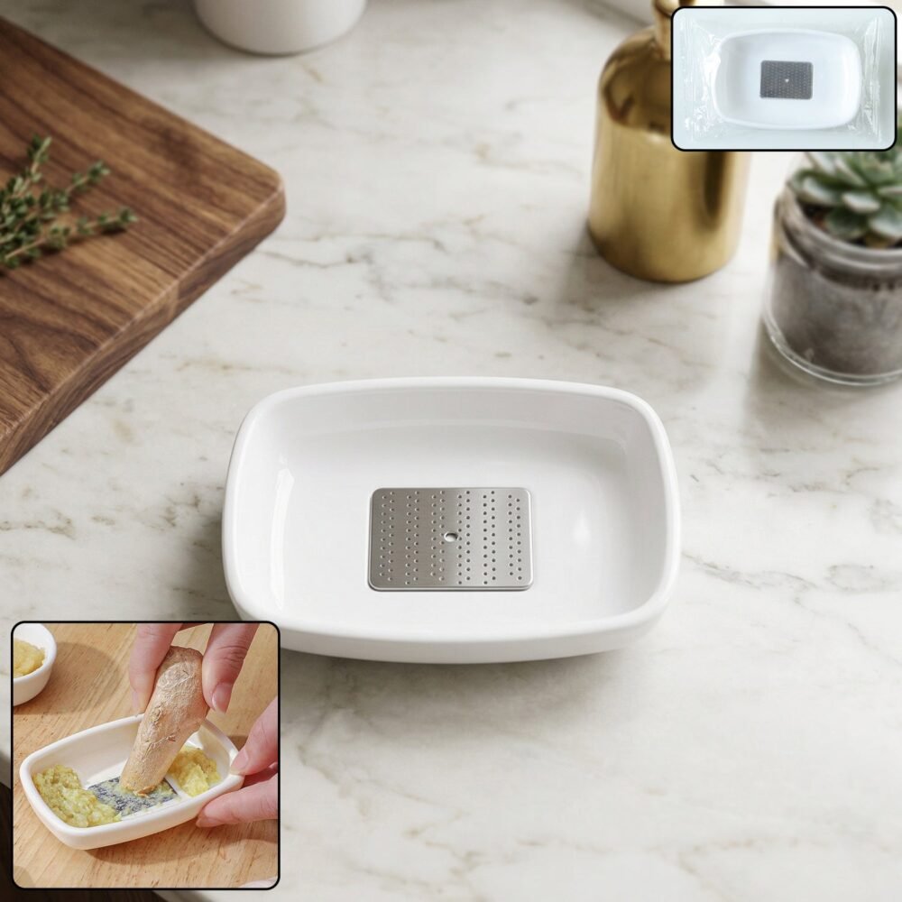 GraterGarlicGraterOnion-WOSKU-01.jpg Multipurpose Garlic Ginger Grinding Plate – Manual Stainless Steel Tool