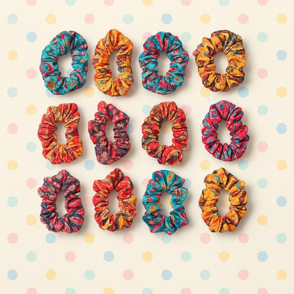Hair-Scrunchies-02.jpg Printed Fabric Hair Scrunchies – Set of 12 Stylish Prints