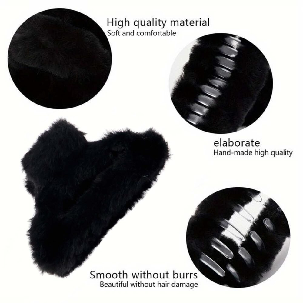 Soft Faux Fur Hair Claw Clip – Big Size Fluffy Grip