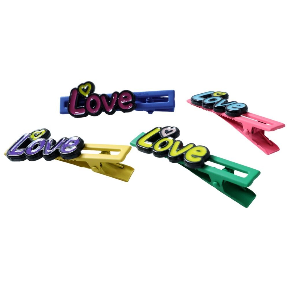HairClip05.jpg Decorative Hair Clip Set – Stylish Text Design, Pack of 4