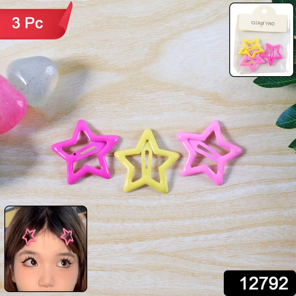 Star-Shaped Hair Clips – Pack of 3 Trendy Barrettes for Girls