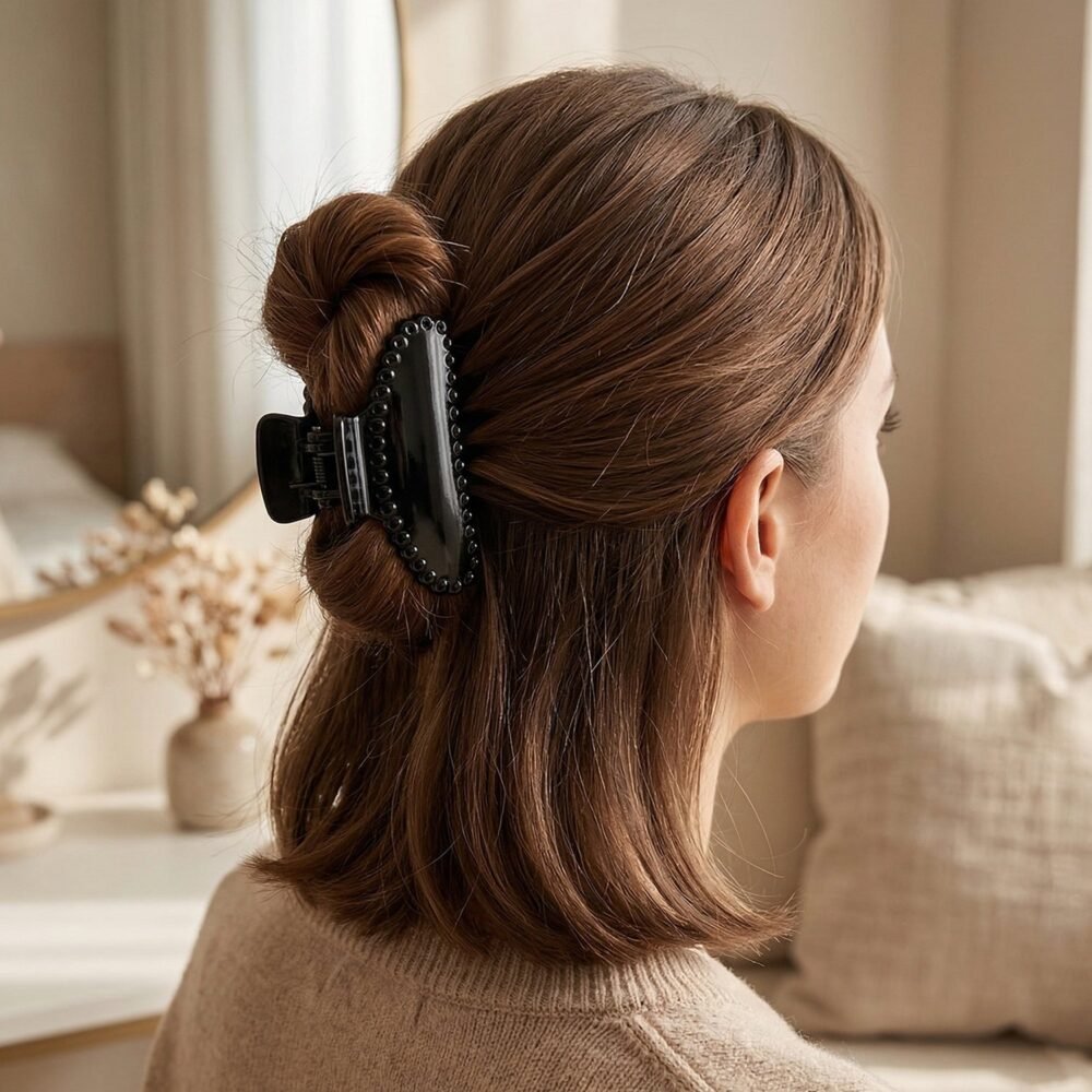 Black Hair Claw Clip – Strong Grip, Non-Slip & Stylish Design