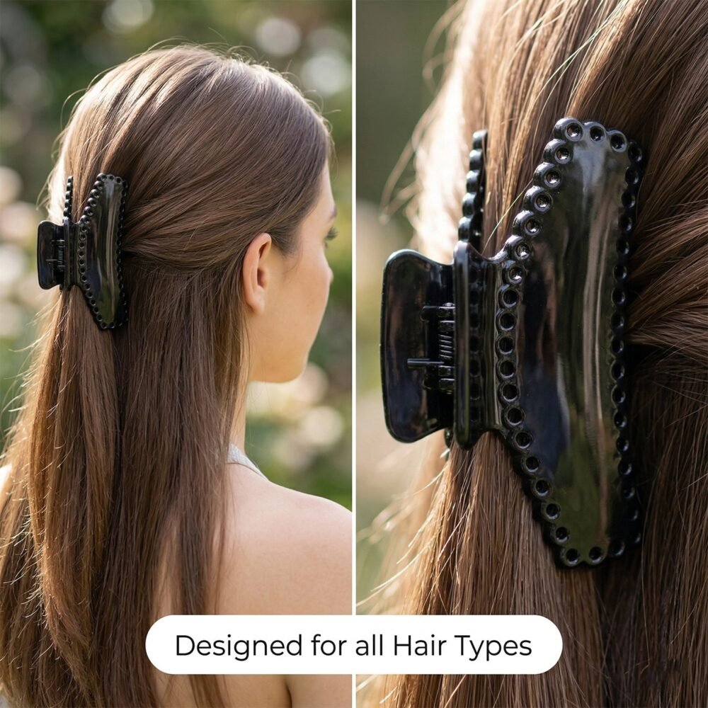 Black Hair Claw Clip – Strong Grip, Non-Slip & Stylish Design