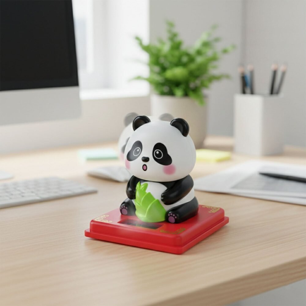 Solar Powered Panda Showpiece – Eco-Friendly Moving Head Decor