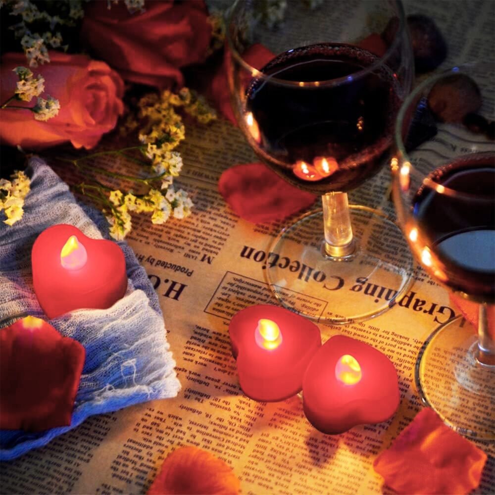 Heart Shape LED Flameless Candles – Romantic Safe Decorative Set