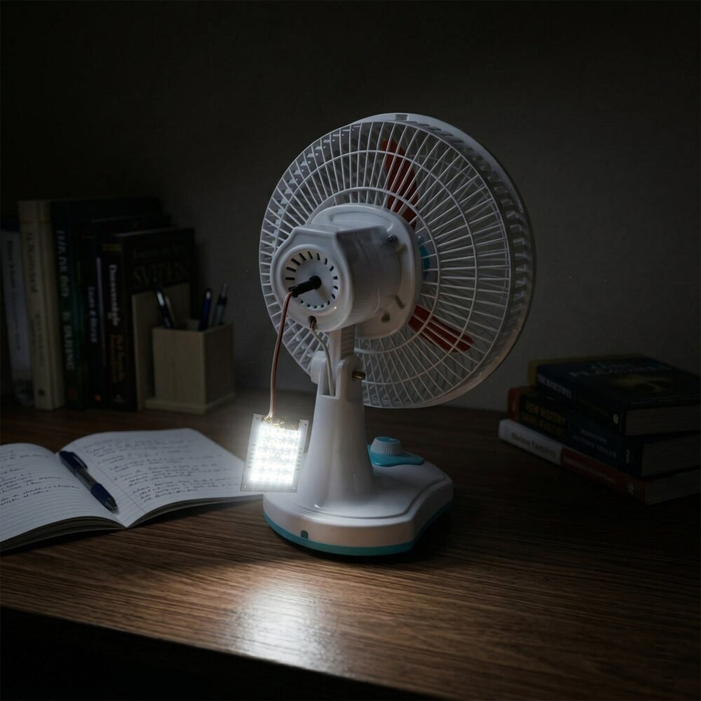 HybrideTableFan-03.jpg Rechargeable Table Fan – Portable with LED Light & Dual Power