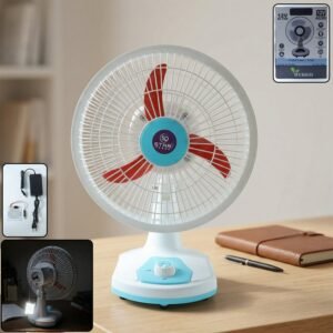 HybrideTableFan-WOSKU-01.jpg Rechargeable Table Fan – Portable with LED Light & Dual Power