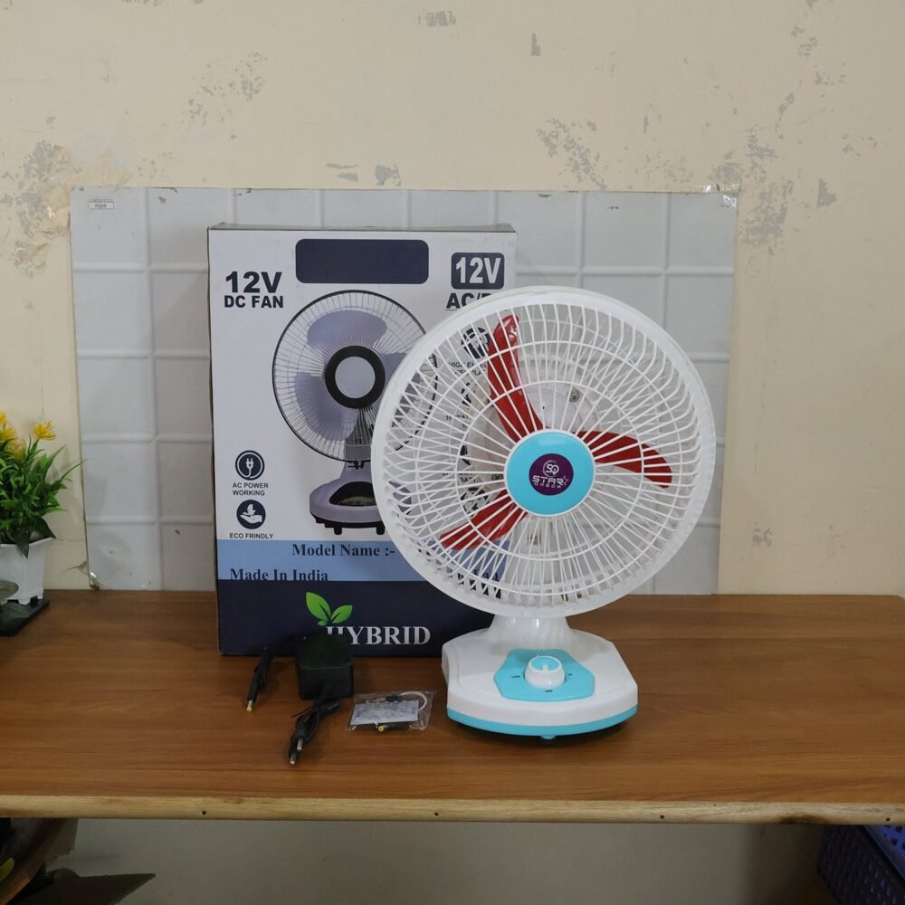HybrideTableFan-live.jpg Rechargeable Table Fan – Portable with LED Light & Dual Power