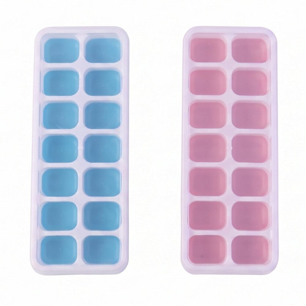 Plastic Ice Cube Tray with Lid – Hygienic & Easy Release, Pack of 2