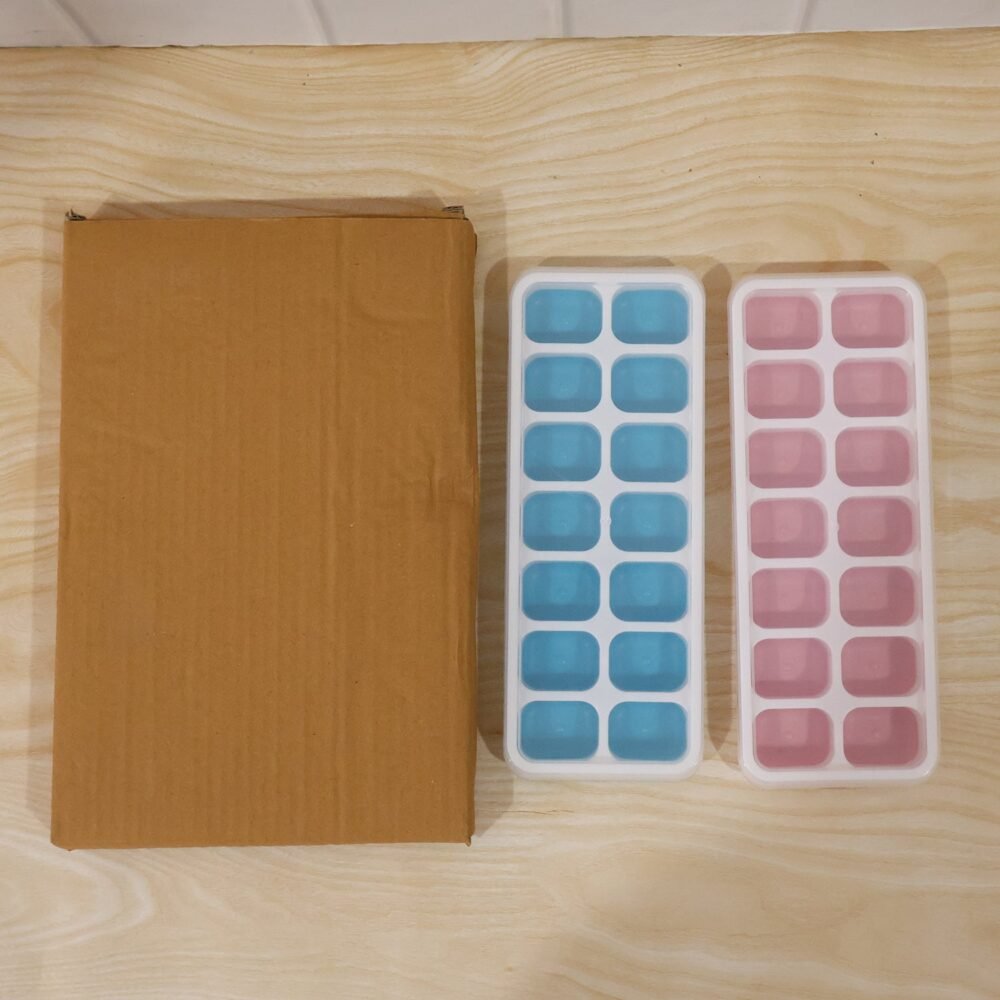 Plastic Ice Cube Tray with Lid – Hygienic & Easy Release, Pack of 2