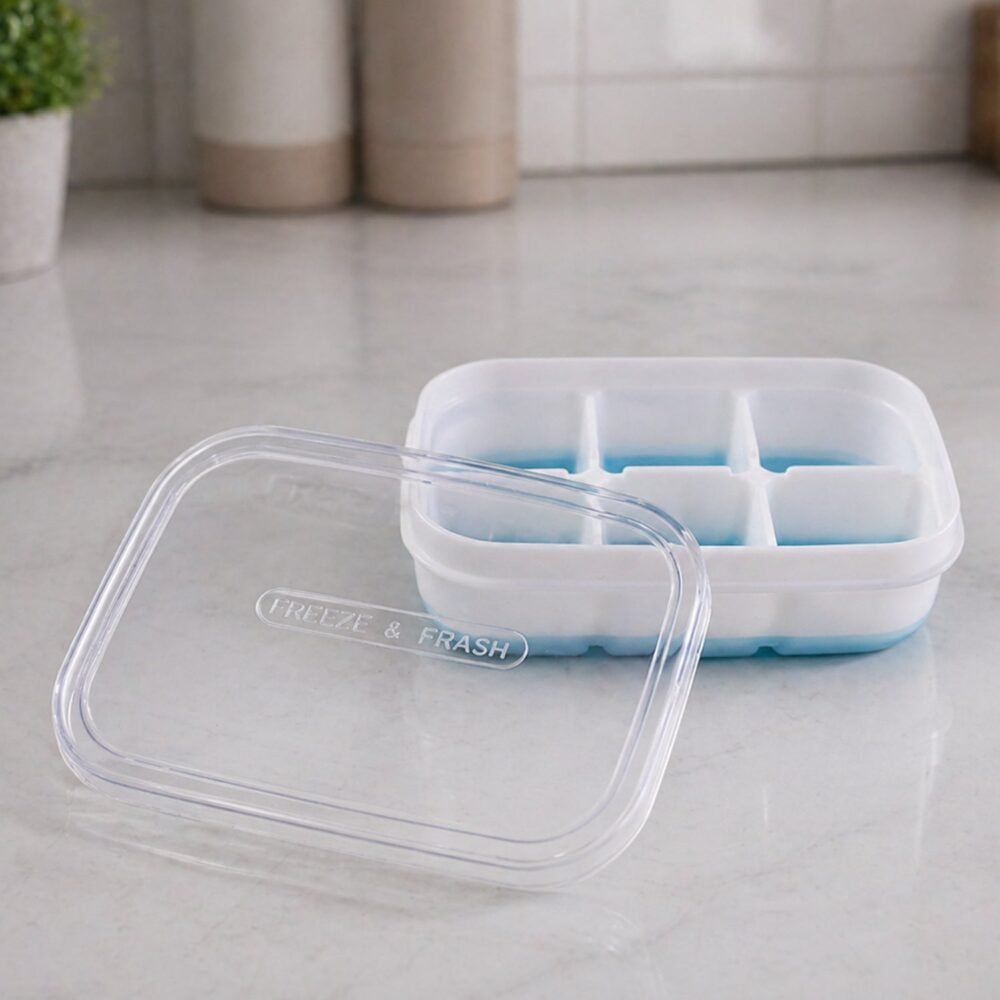 Mini Plastic 6-Cavity Ice Cube Tray – Space-Saving & Reusable