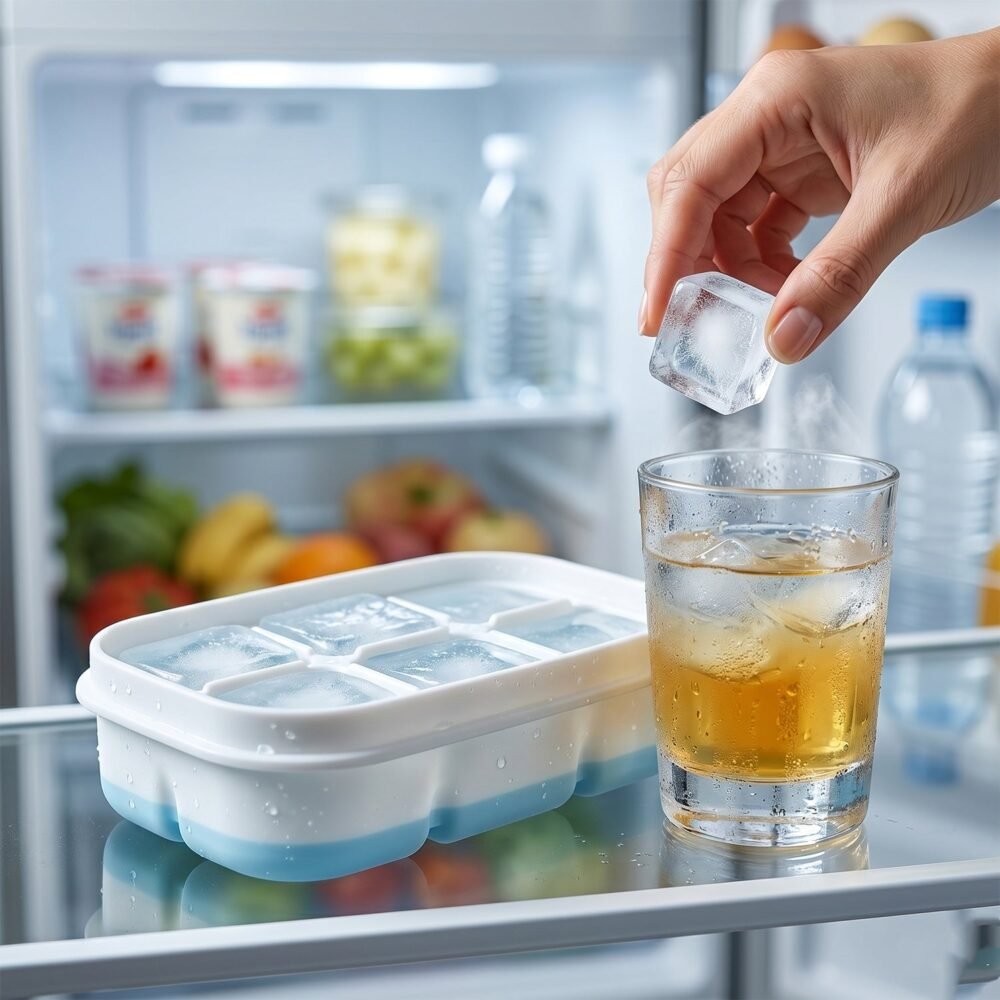 Mini Plastic 6-Cavity Ice Cube Tray – Space-Saving & Reusable