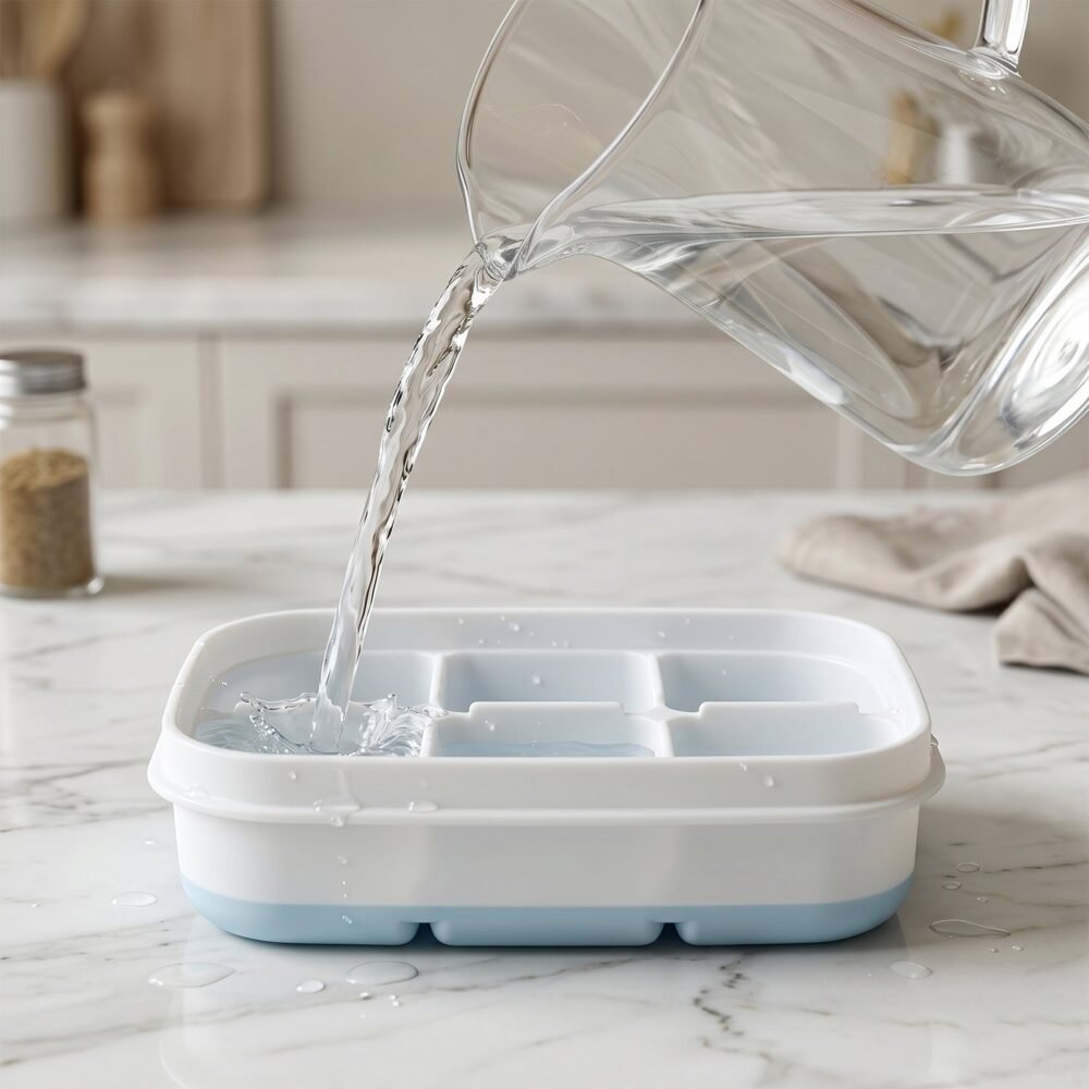 Mini Plastic 6-Cavity Ice Cube Tray – Space-Saving & Reusable