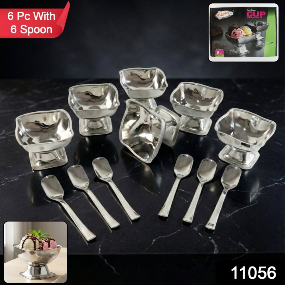 Stainless Steel Ice Cream Cup Set – Elegant 6-Piece Dessert Bowls