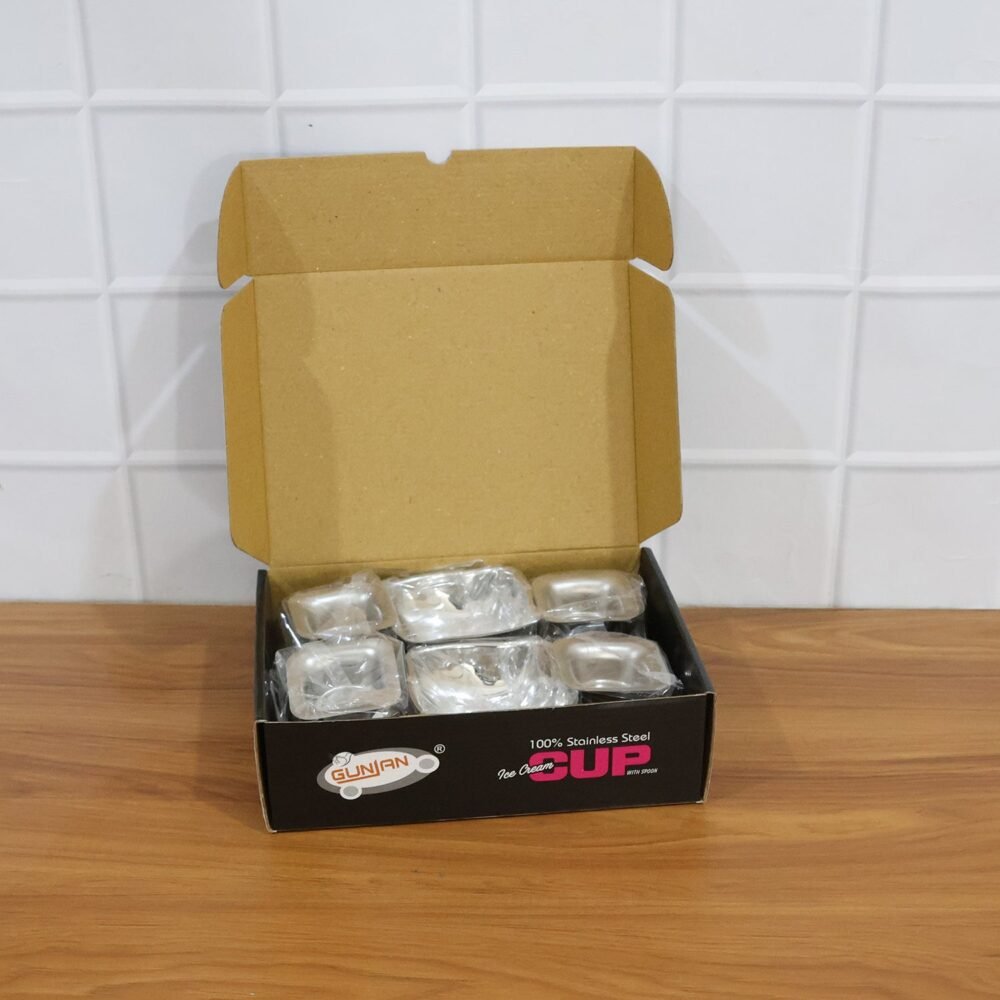 Stainless Steel Ice Cream Cup Set – Elegant 6-Piece Dessert Bowls