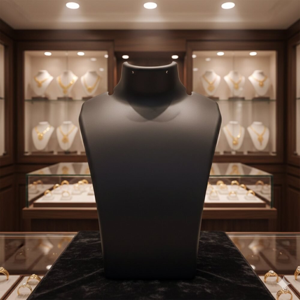 JewelleryStandHolder-02.jpg Necklace Display Stand – Premium Black Mannequin Bust 15x11 cm