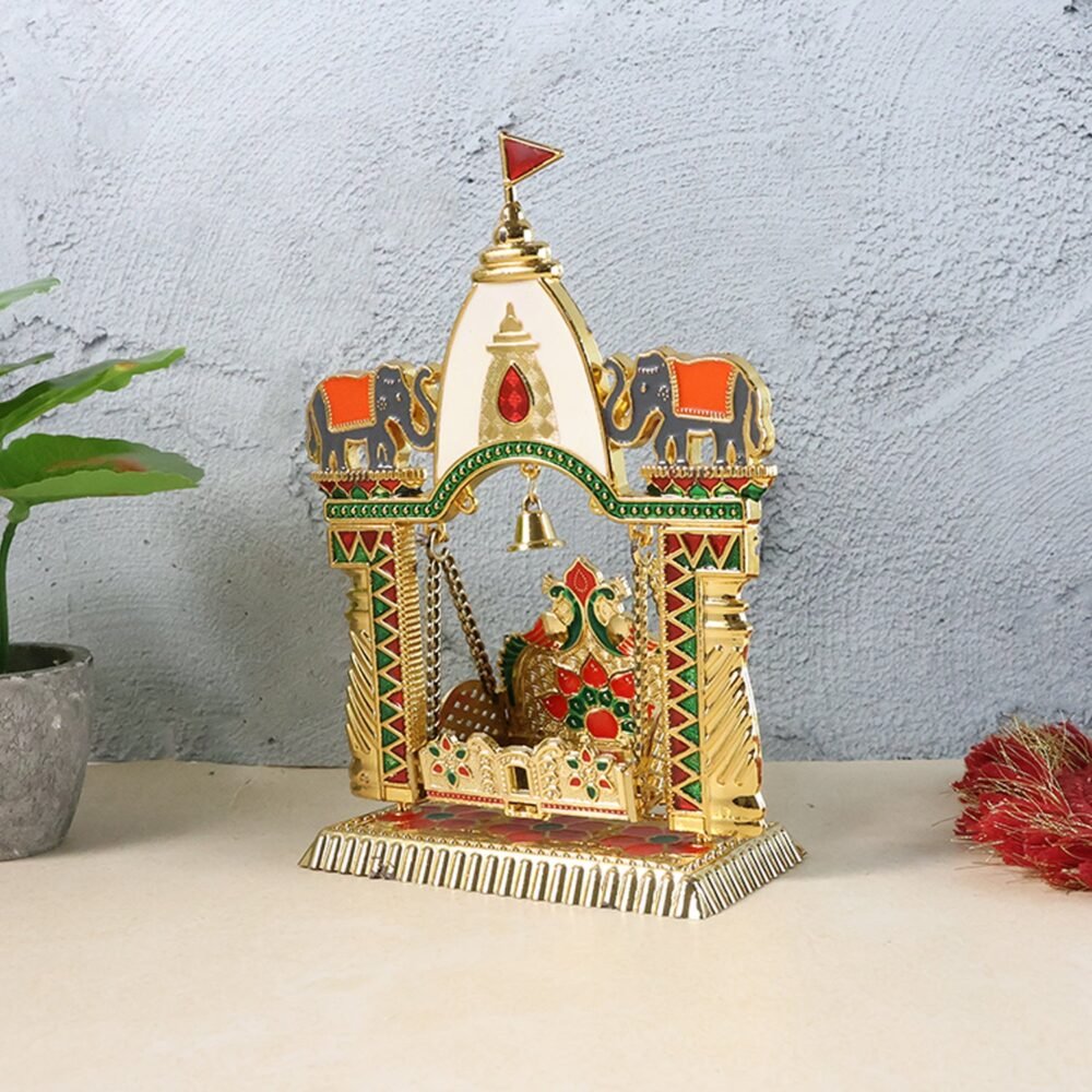 Jhula-03.jpg Pooja Jhula Mandir – Traditional Decorative Idol Swing with Bell