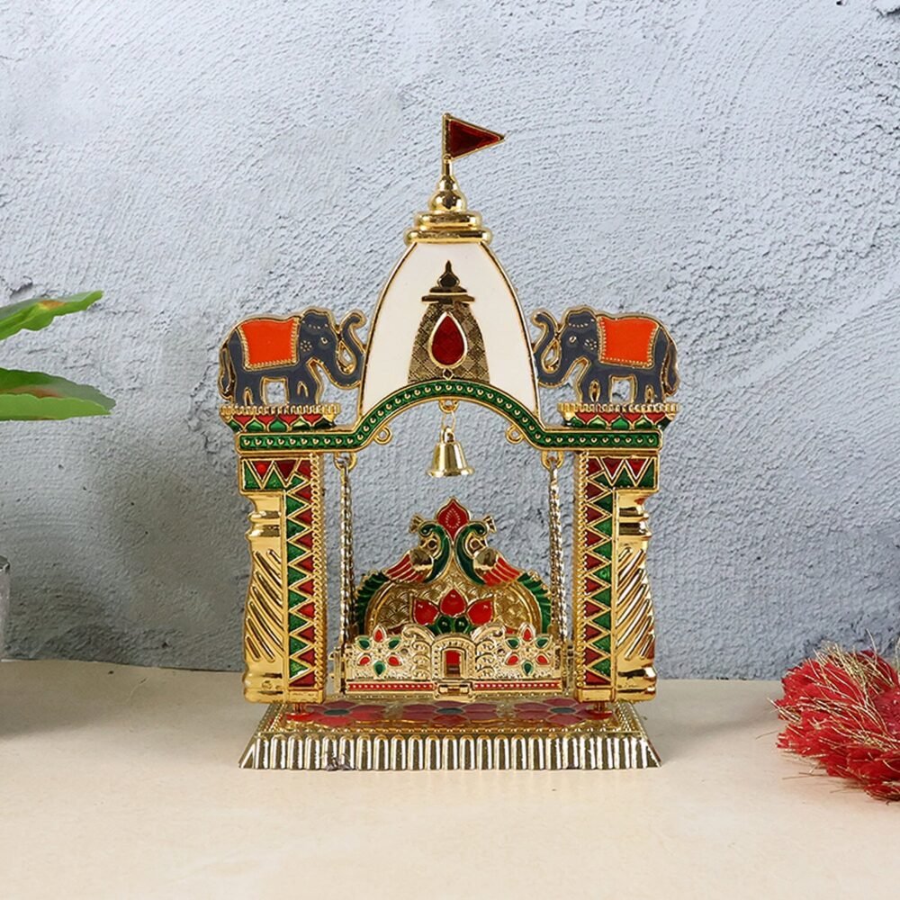 Jhula-05.jpg Pooja Jhula Mandir – Traditional Decorative Idol Swing with Bell