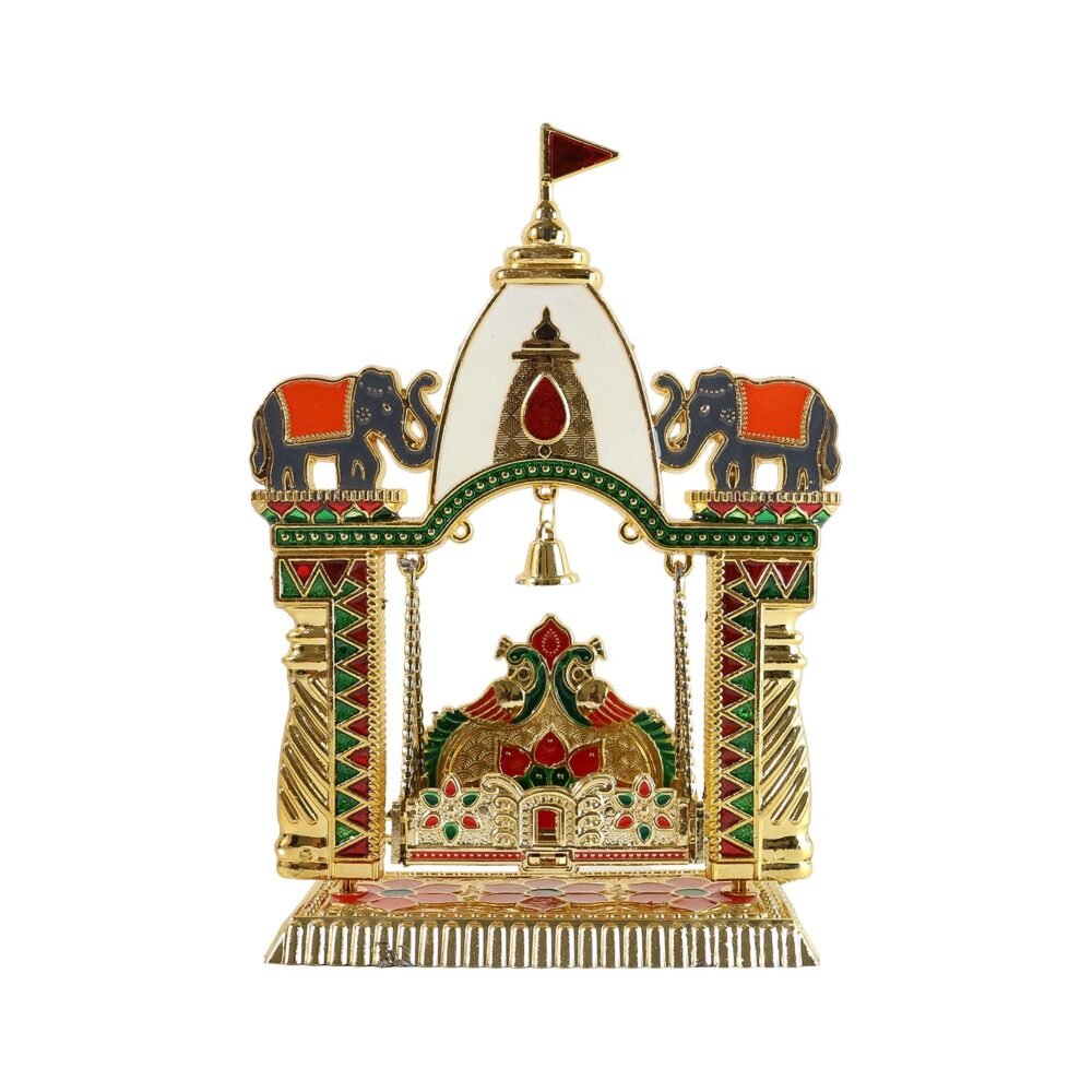 Jhula-06.jpg Pooja Jhula Mandir – Traditional Decorative Idol Swing with Bell