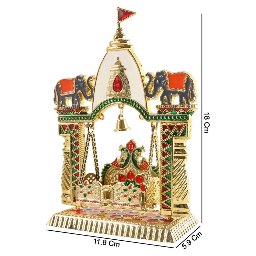 Jhula-07.jpg Pooja Jhula Mandir – Traditional Decorative Idol Swing with Bell