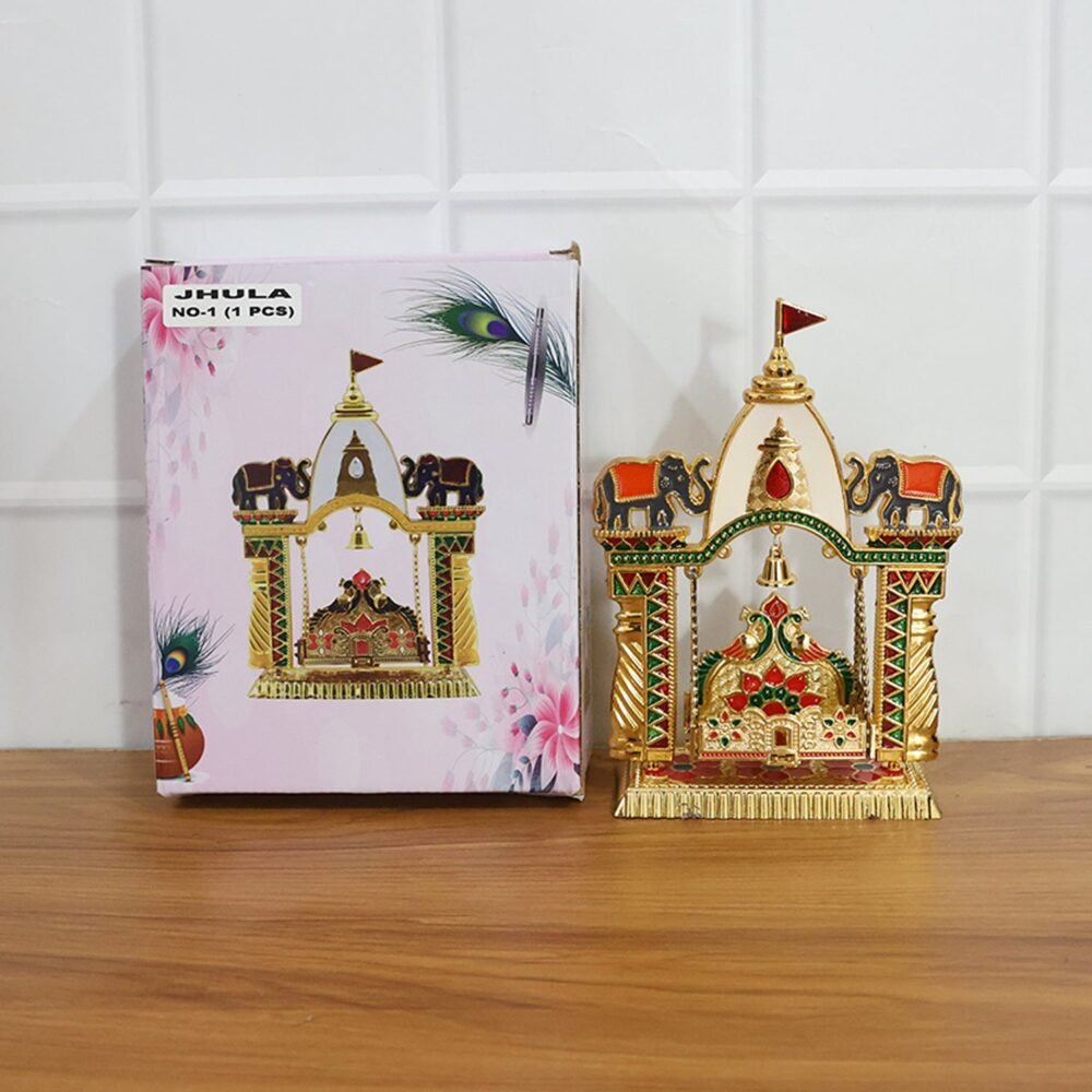 Jhula-08.jpg Pooja Jhula Mandir – Traditional Decorative Idol Swing with Bell