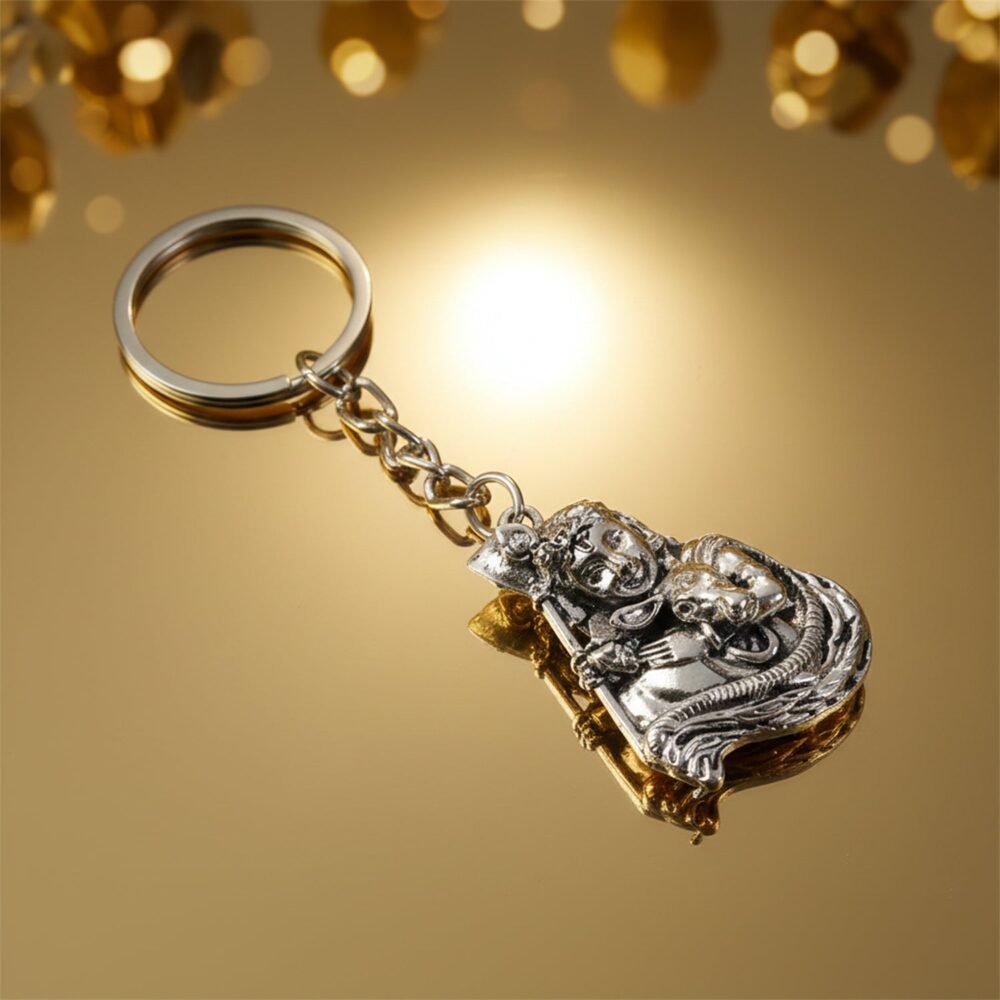 Silver Finish Bal Krishna Metal Keychain – Elegant Devotional Charm