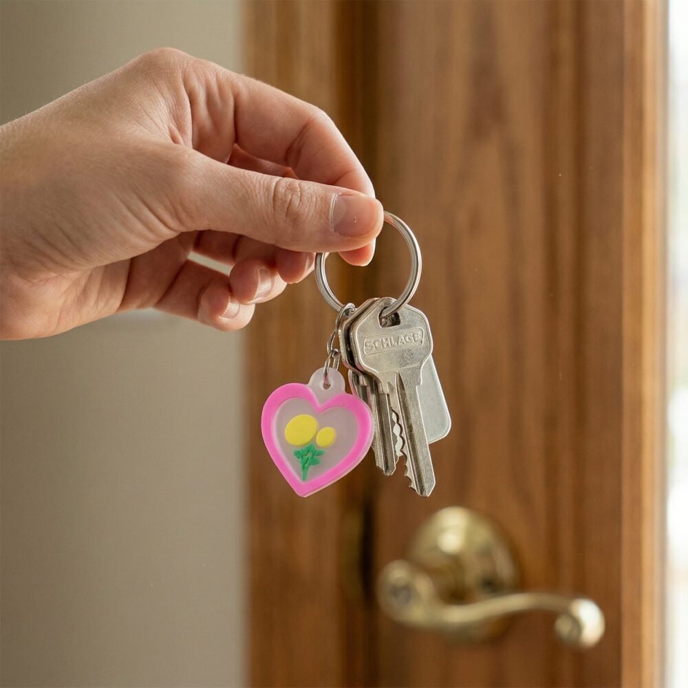 KeyChainAccessoriesairHeart01-03.jpg Cute Heart & Flower Bag Charm Set – Versatile & Stylish