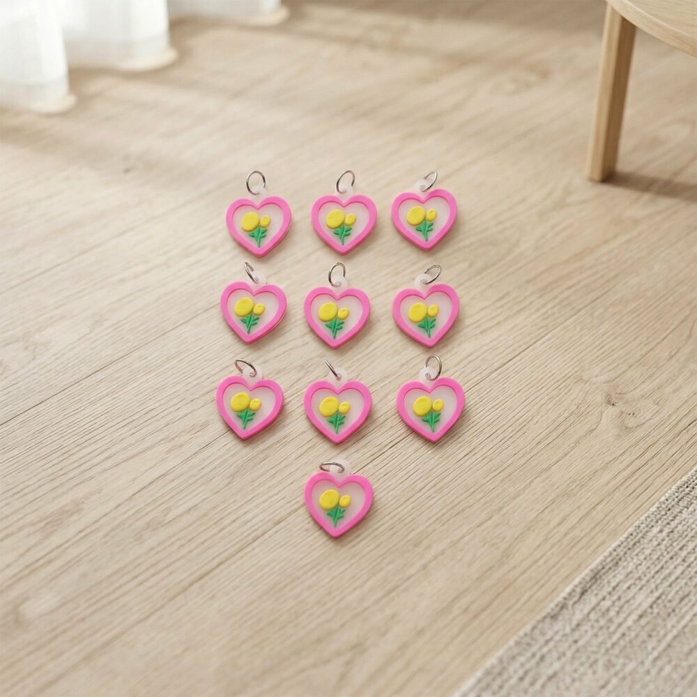 KeyChainAccessoriesairHeart01-05.jpg Cute Heart & Flower Bag Charm Set – Versatile & Stylish