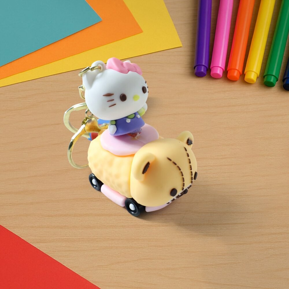 Cartoon Cat Silicone Keychain – Cute Soft Key Holder with Wrist Strap