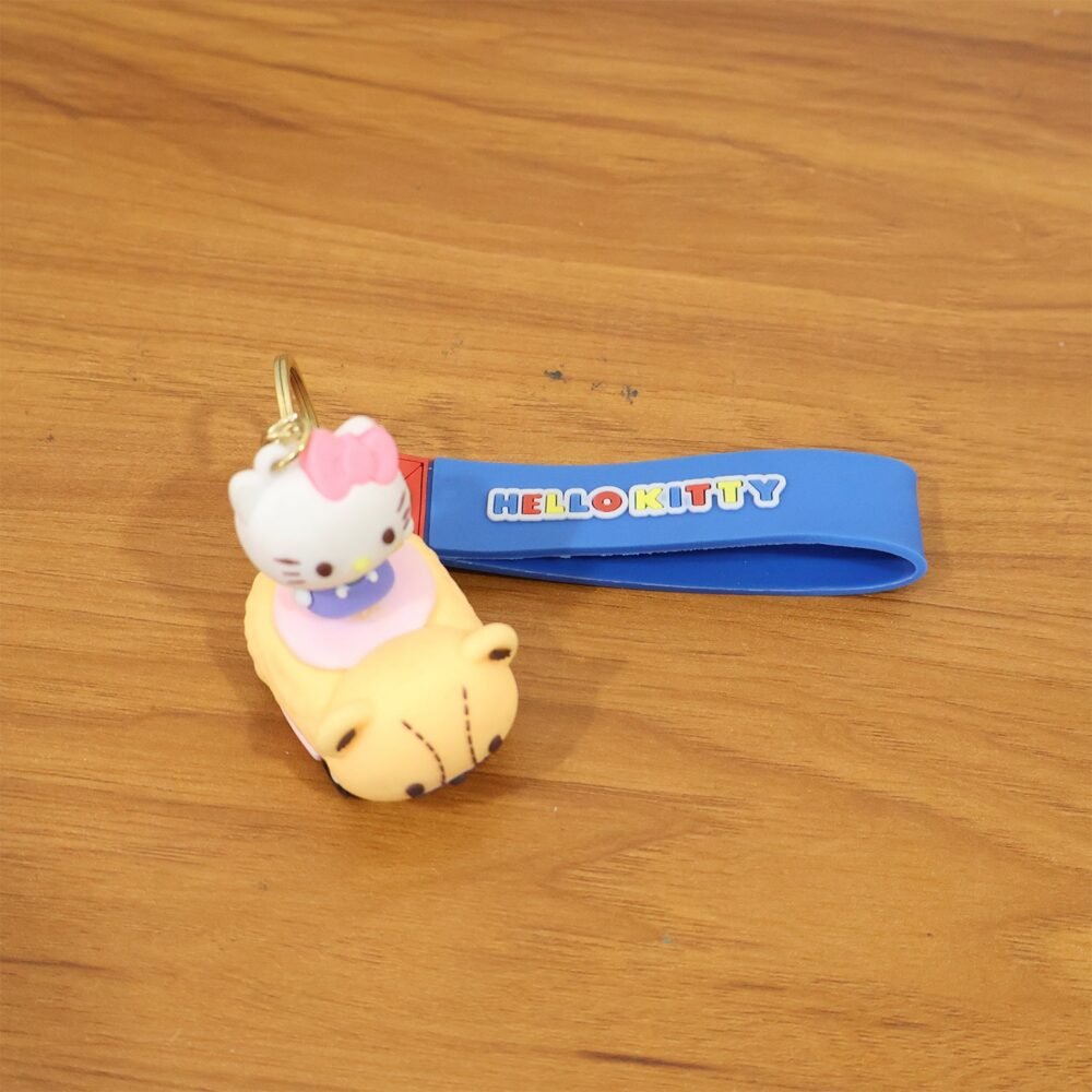 Cartoon Cat Silicone Keychain – Cute Soft Key Holder with Wrist Strap